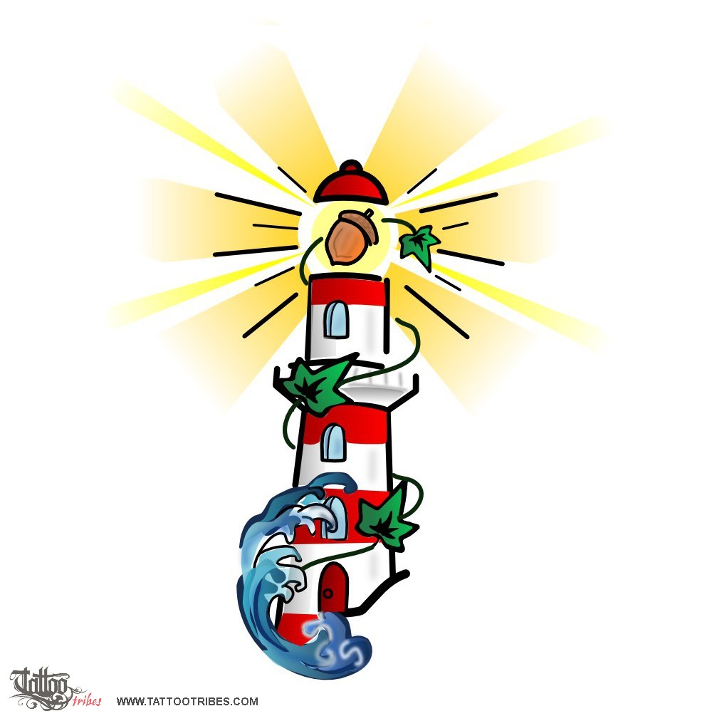 1000x1005 Tattoo Of Lighthouse Acorn, Importance Tattoo