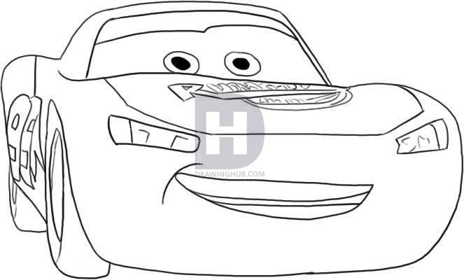 663x400 How To Draw Lightning Mcqueen, Step