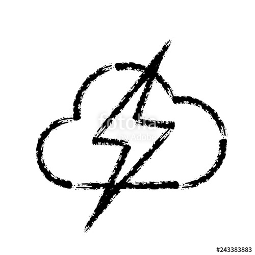 500x500 Brush Stroke Hand Drawn Vector Icon Of Storm Weather Lightning