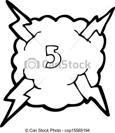 404x470 Cartoon Lightning Storm Cloud Symbol With Number Five