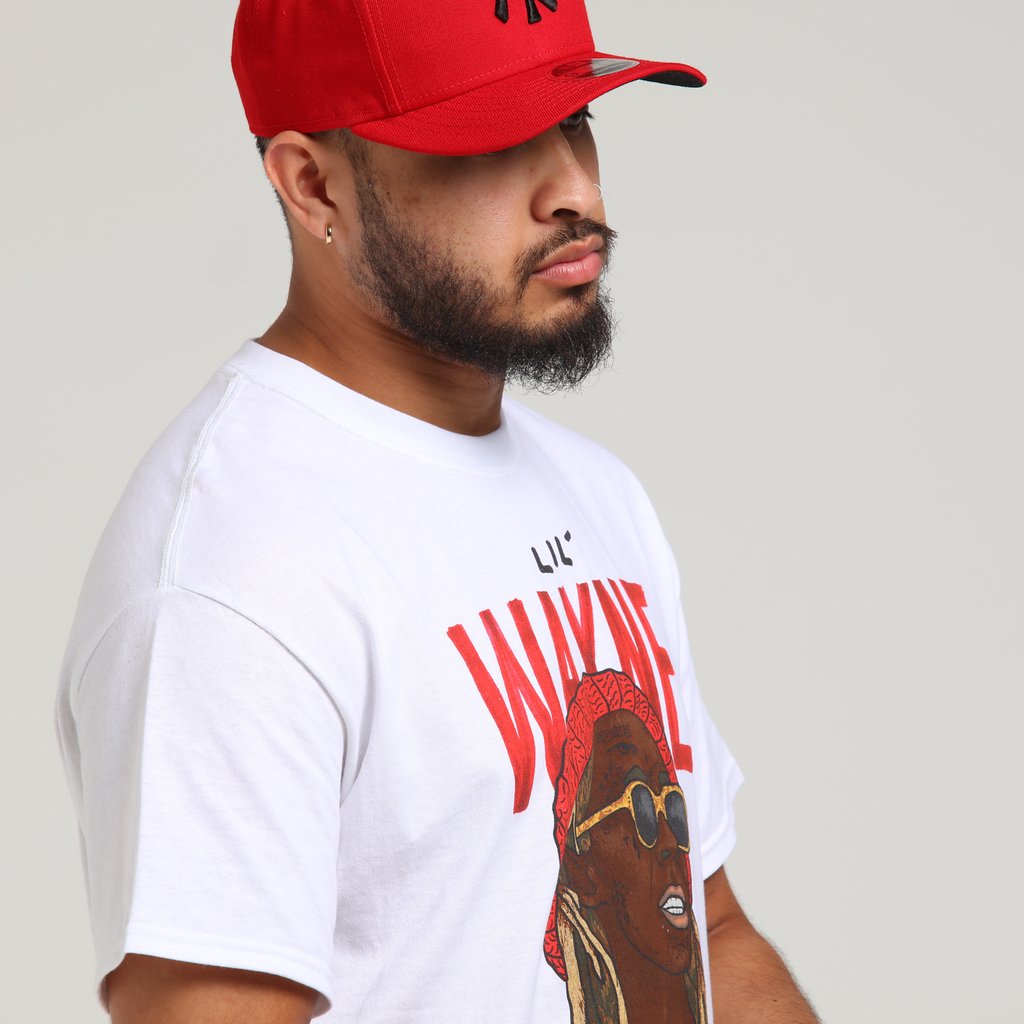 1024x1024 Lil Wayne Cartoon Drawing Tee White