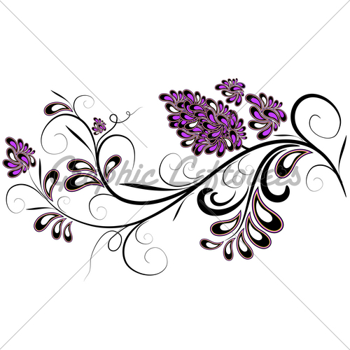 500x500 Decorative Branch With Lilac Flowers Gl Stock Images