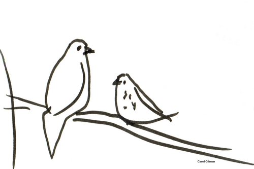 500x333 Sketch Of The Day Mommy Baby Robin Sitting In Lilac