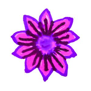 300x300 Sketch Style Violet Flower Drawing Isolated On White Background