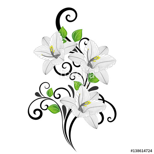 500x500 Beautiful Hand Drawing Floral Background With Green Leaves