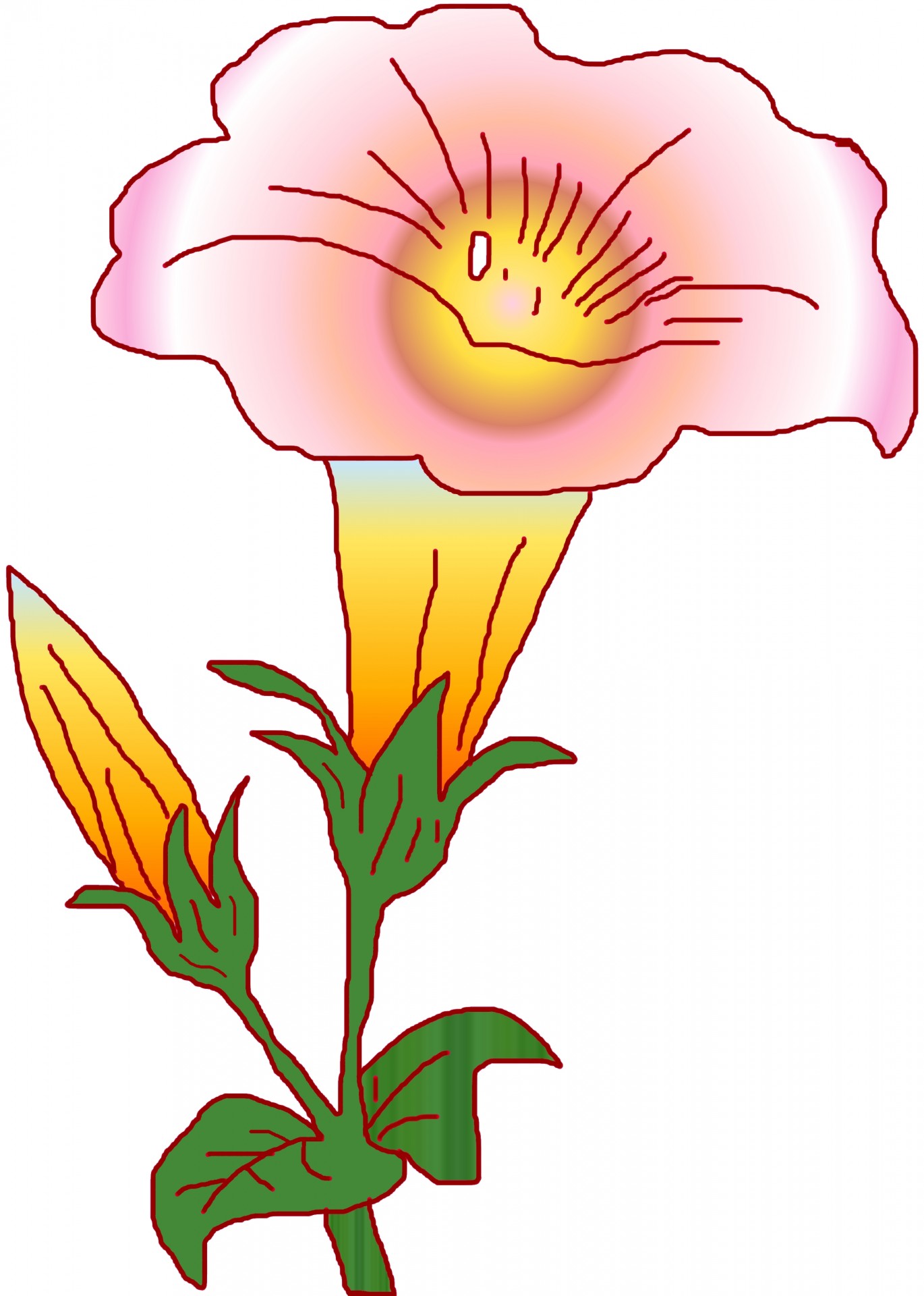 1370x1920 Doodle, Drawing, Lily, Flower, Gradient