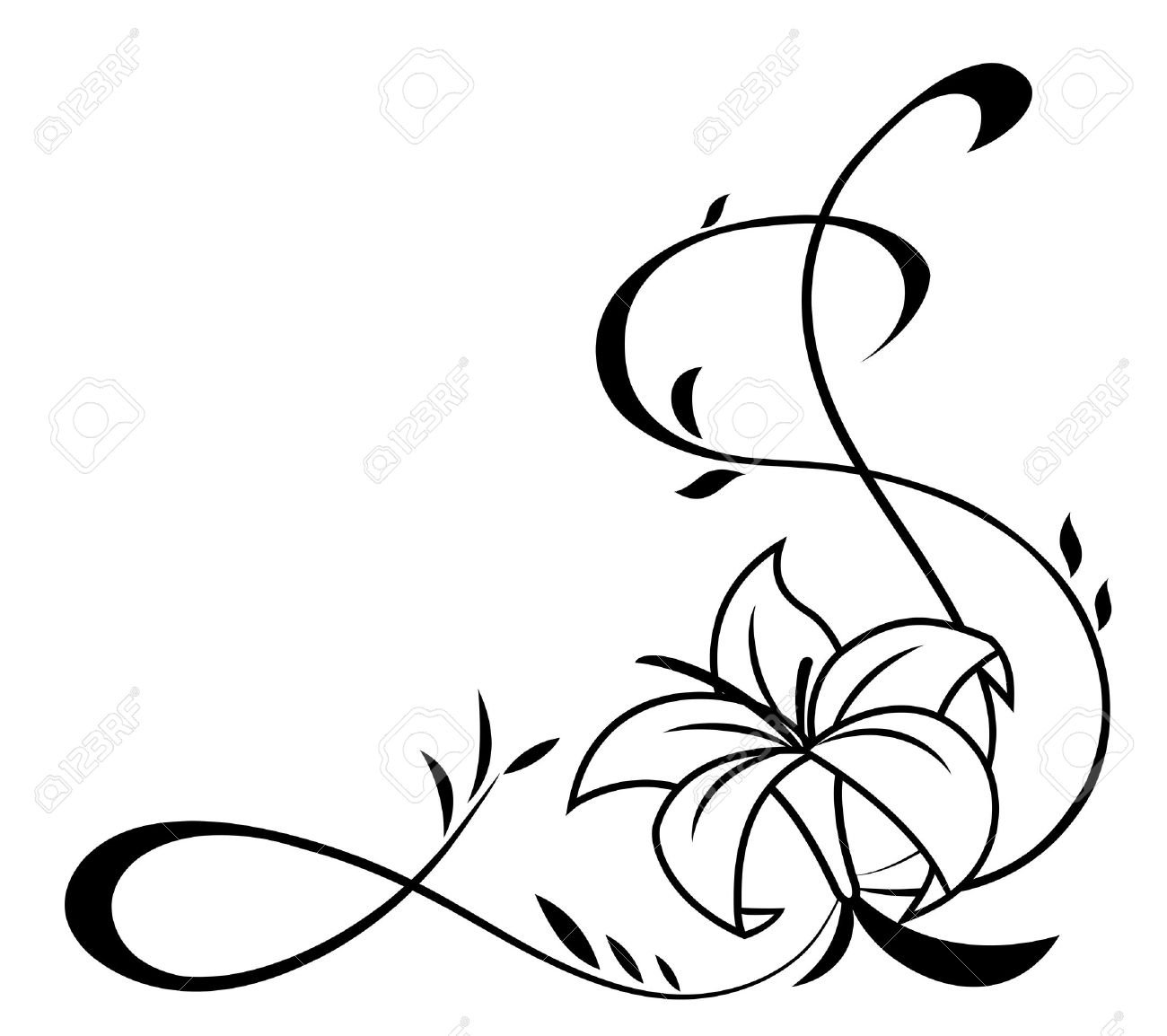 1300x1154 Lily Flower Clipart Black And White