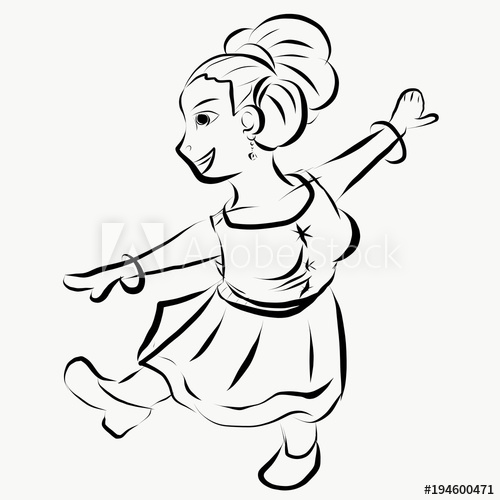 500x500 Drawing Line Women Dancing On White Background