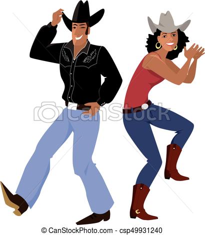 410x470 Western Country Line Dance Couple Dressed In Traditional Country