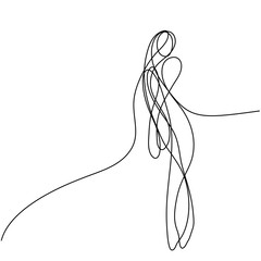 240x240 Continuous Different Width Line Drawing Of Dancing Woman Vector