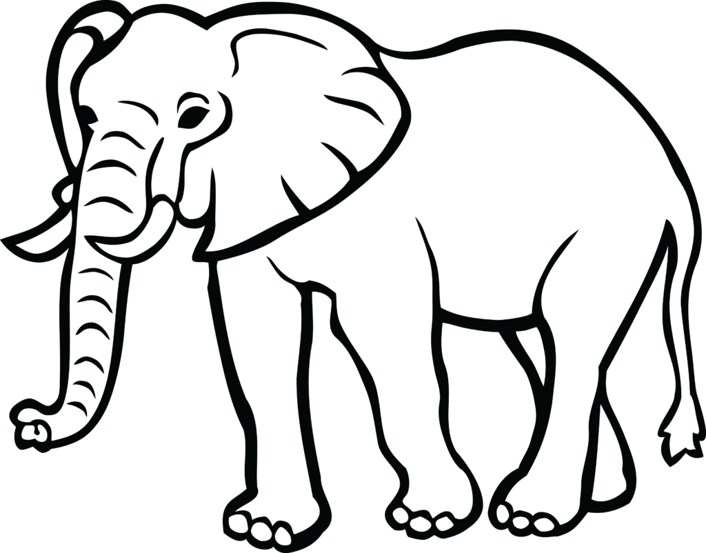 1024x802 Elephant Clipart Outline Transparent Clip Art Black And White