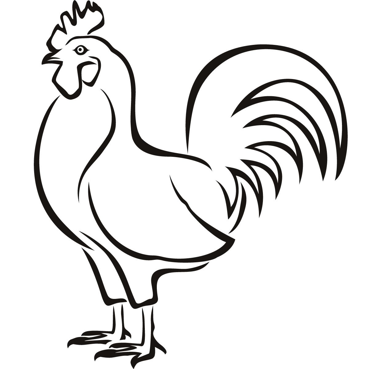 1200x1200 Chicken Outline Drawing Line Art Chicken Outline, Chicken