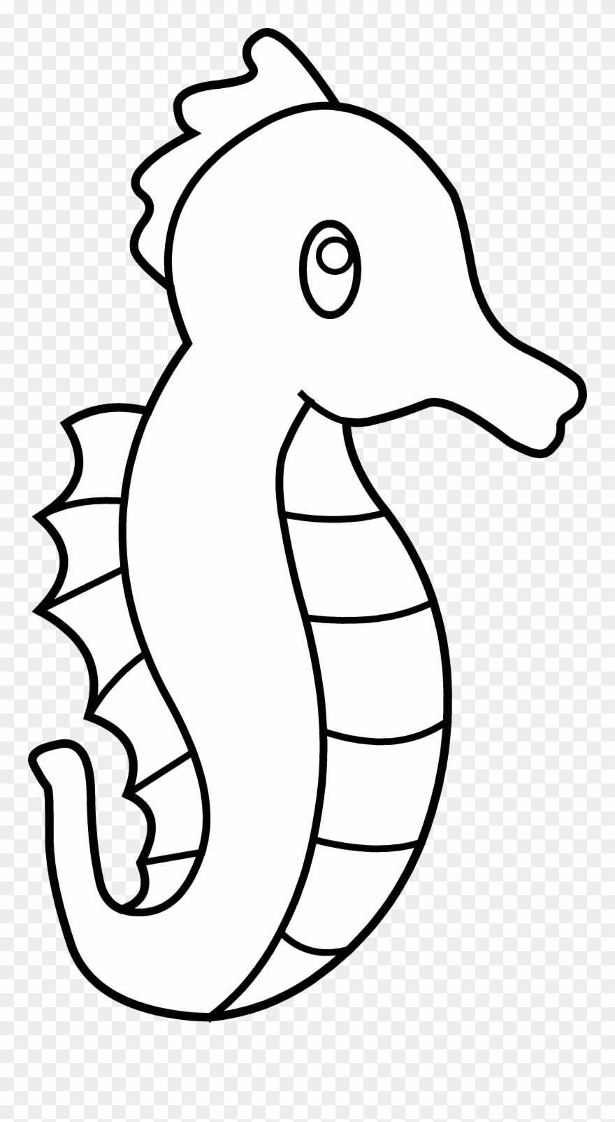880x1604 Cute Seahorse Line Art