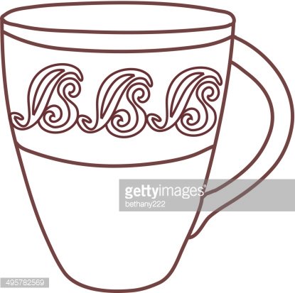 415x413 Coffee Mug Line Drawing Outline Isolated On White Premium Clipart