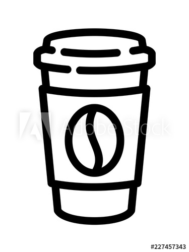375x500 Coffee Cup Icon With Bean Symbol In Flat Line Style Take Away
