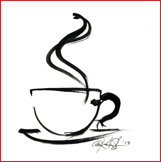 527x532 Coffee Cup Drawing Ferns Bracken China Mug Illustrated