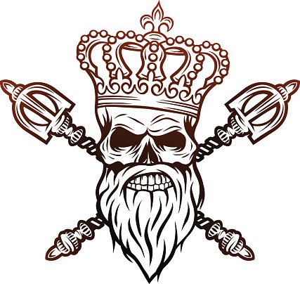 427x404 Skull, Crown And Royal Line Art Premium Clipart