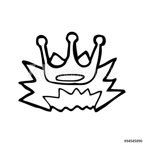 500x500 Line Drawing Cartoon Crown Symbol