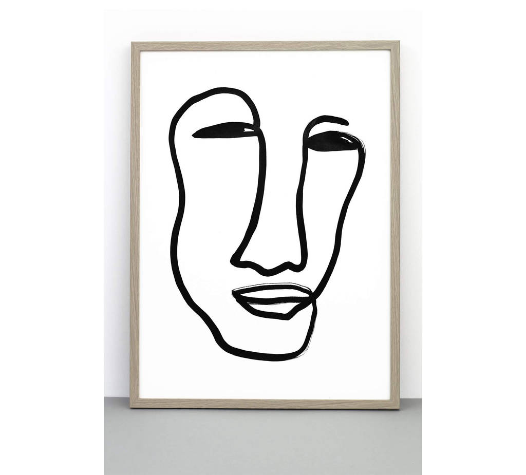 1024x925 Face Print, Portrait Poster, Line Drawing Wall Art