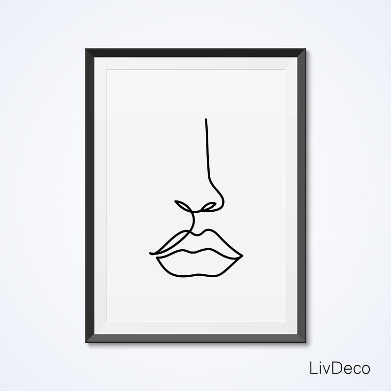 794x794 Abstract One Line Face Printable Art Minimalist And Simple Etsy