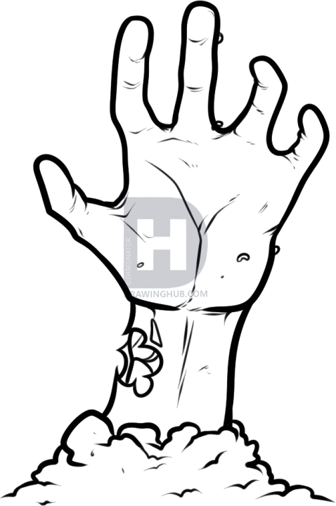 478x720 How To Draw A Zombie Hand, Step
