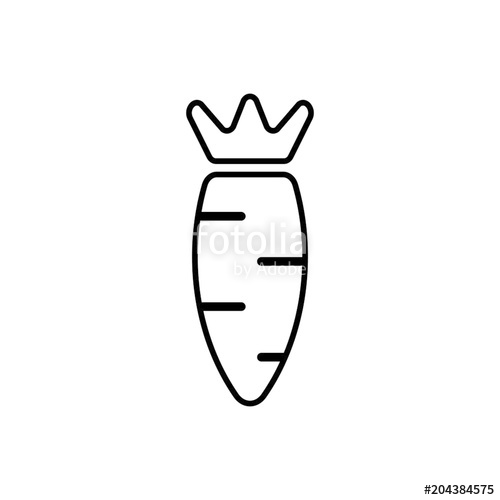 500x500 Line Art Of A Carrot With A Crown On The Top Of It Stock Image