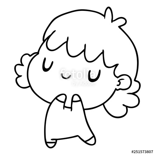 500x500 Line Drawing Of A Cute Kawaii Girl Stock Image And Royalty Free