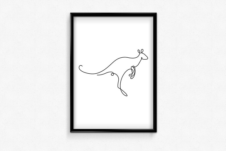 794x529 Kangaroo Line Art Kangaroo Silhouette Black And White Etsy