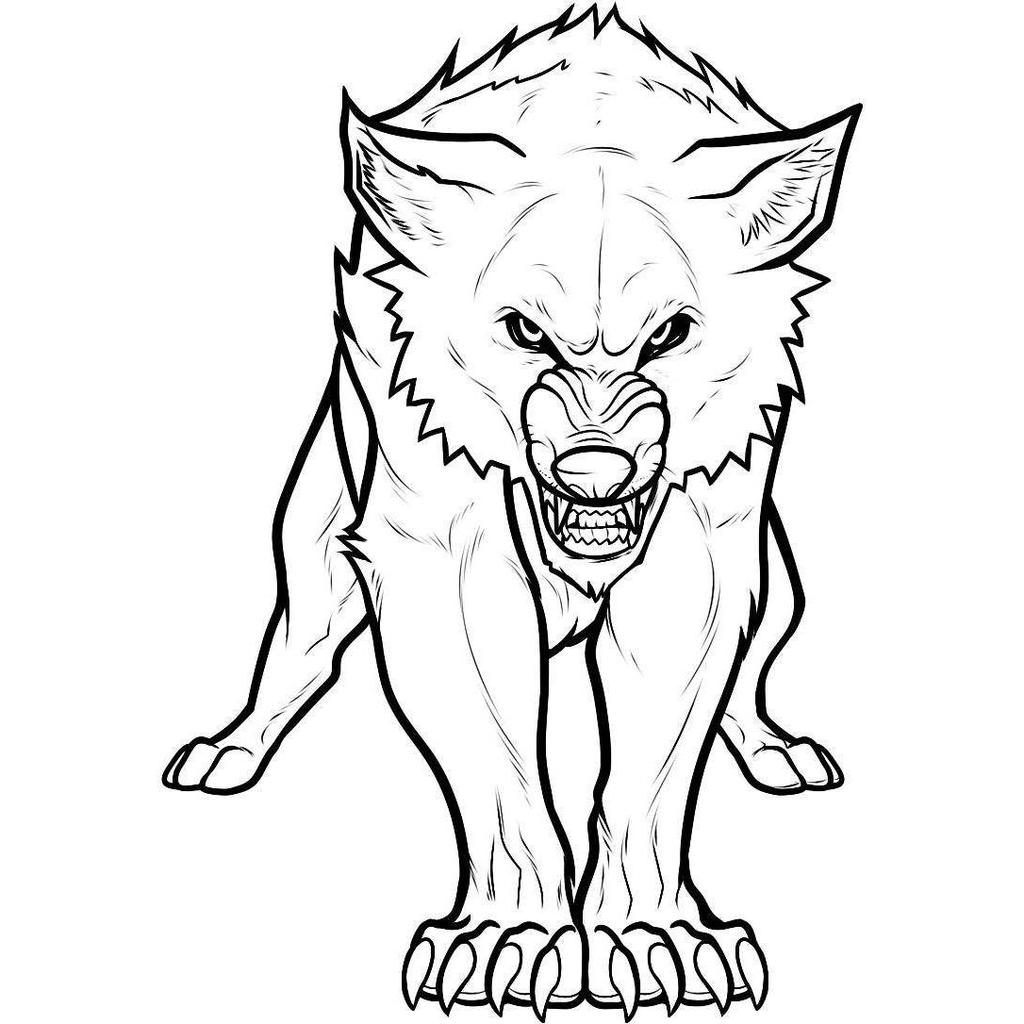 1024x1024 Wolf Clipart Kids Line Drawing