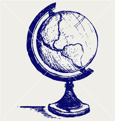380x400 Drawn Globe Line Drawing