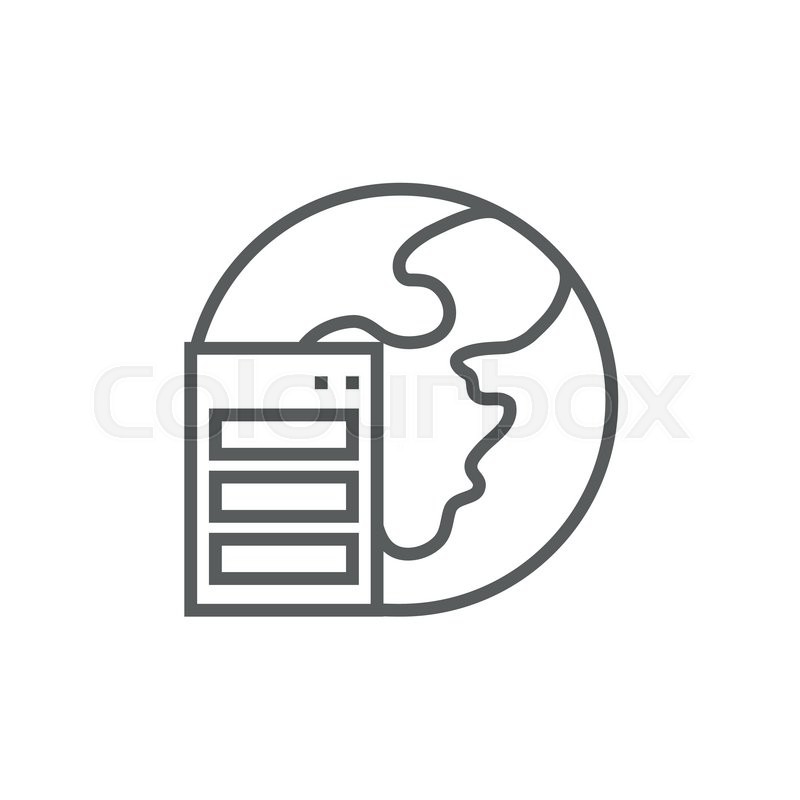 800x800 Server And Globe Thick Line Icon With Stock Vector Colourbox