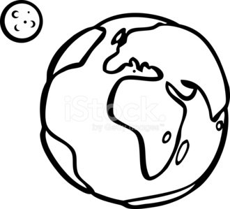 330x299 Earth And Orbiting Moon Line Art Premium Clipart