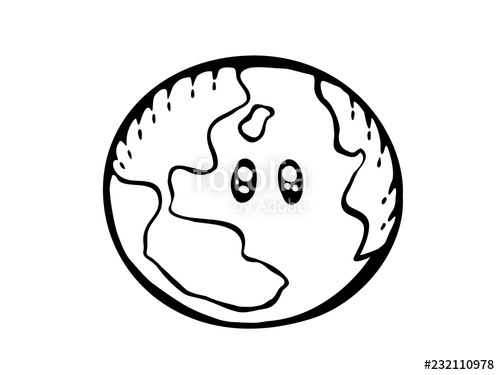 500x375 Earth Drawing World Map Or Globe In Doodles Style Cartoon