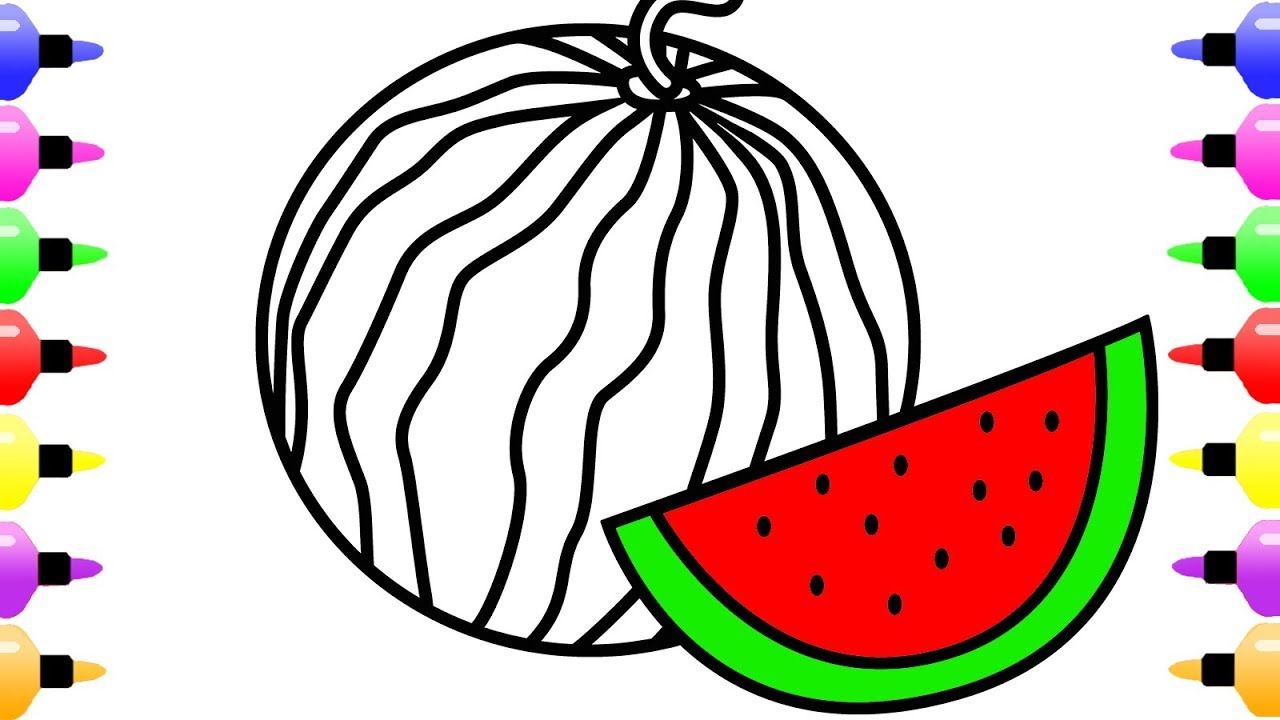 1280x720 How To Draw Watermelon For Kids Cute Art Coloring Book
