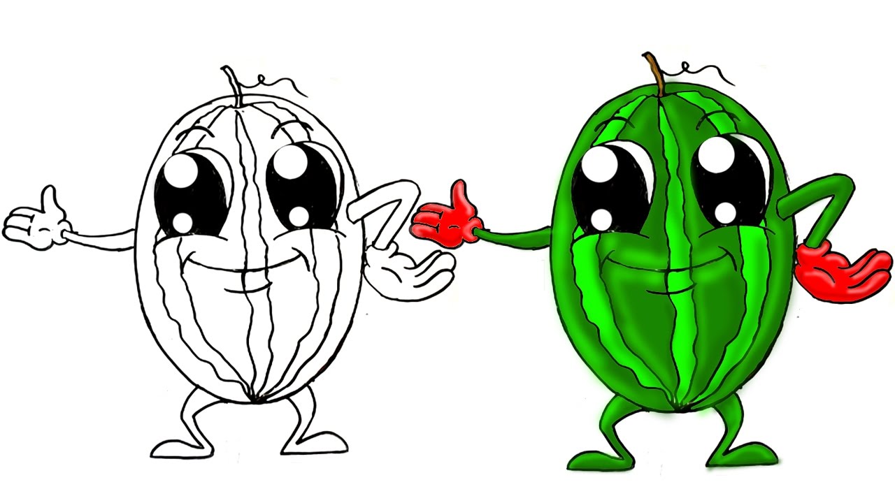 1280x720 How To Draw A Cartoon Watermelon Cute