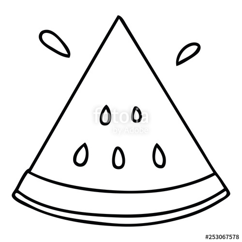 500x500 Quirky Line Drawing Cartoon Watermelon Stock Image And Royalty