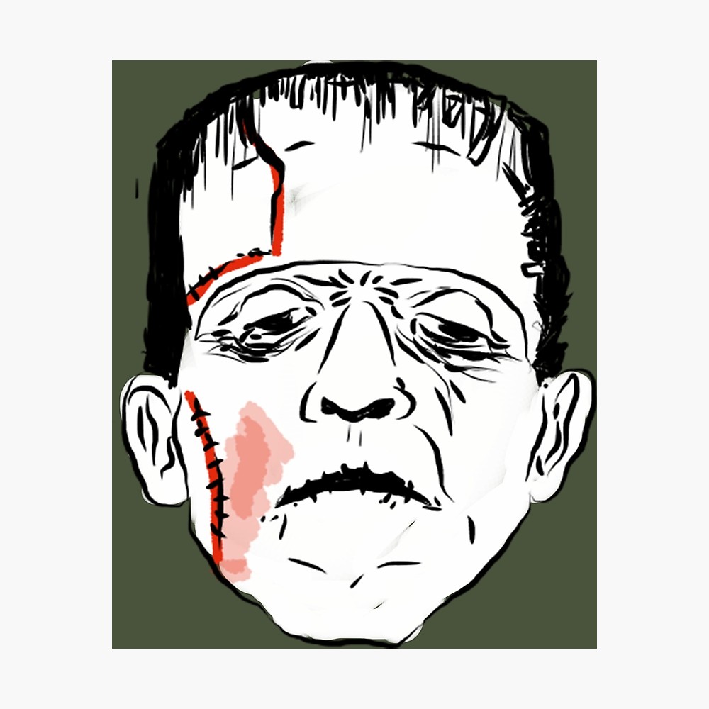 1000x1000 Frankenstein Line Drawing Photographic Print