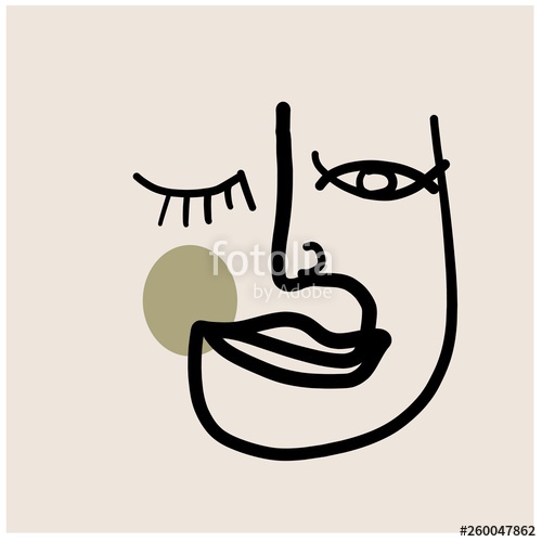 500x500 one line drawing continuous single line art minimalism portrait