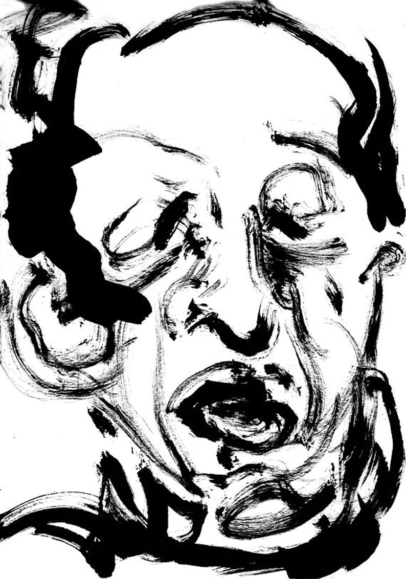 794x1132 Portrait Professional Art Drawing Strength Ink Drawing Ink Etsy