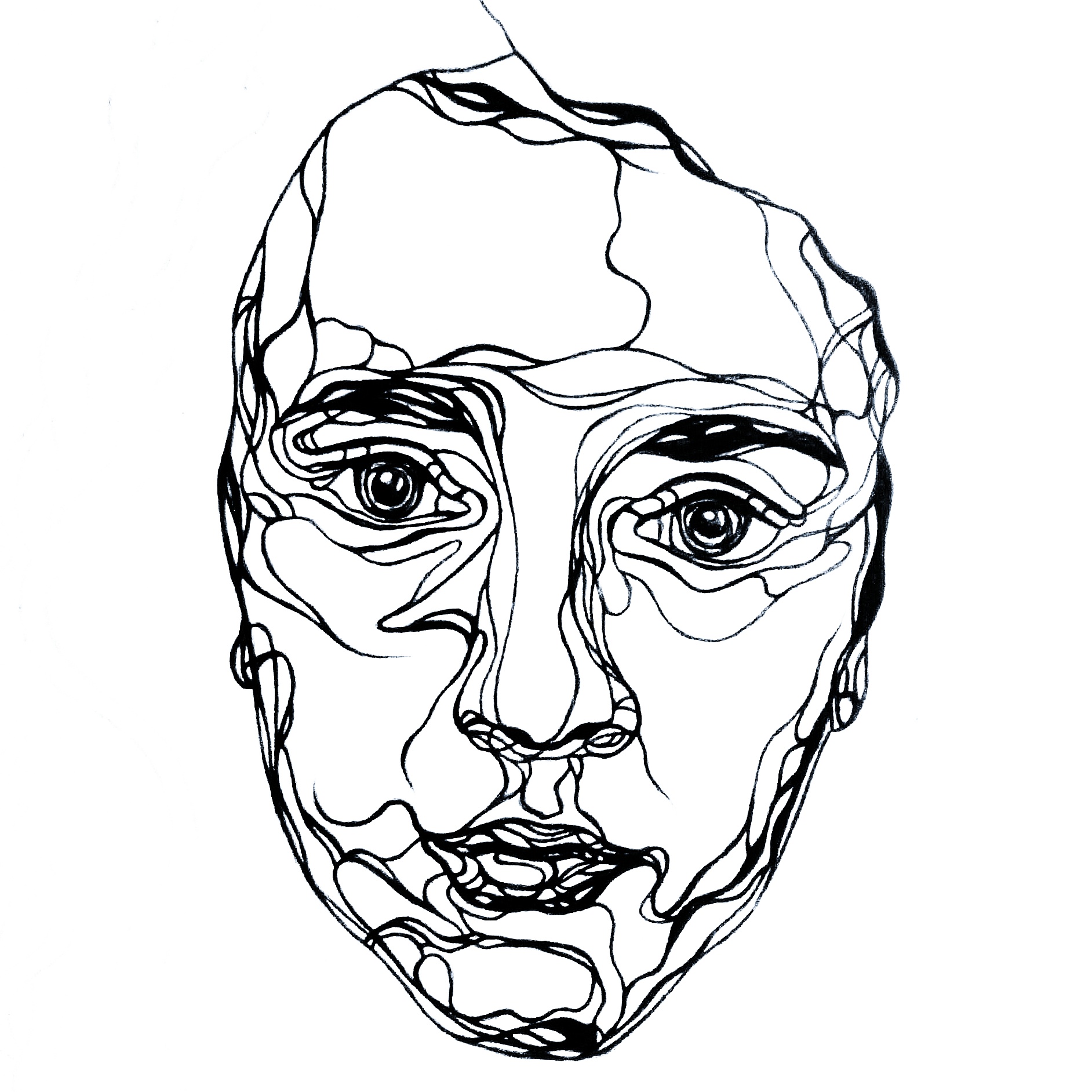 1884x1884 Single Line Self Portrait, Ink, Karis Miller, Art