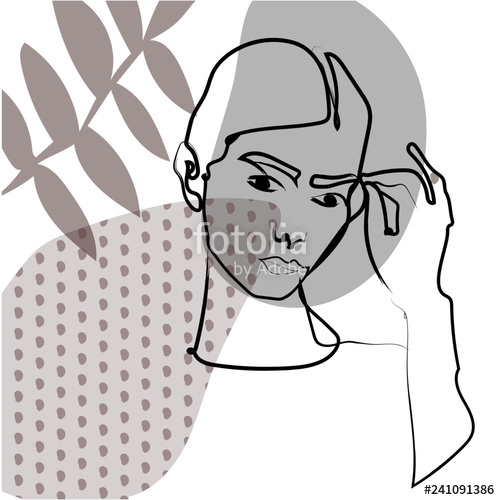 500x500 Abstract Face One Line Drawing Portrait Of A Young Woman