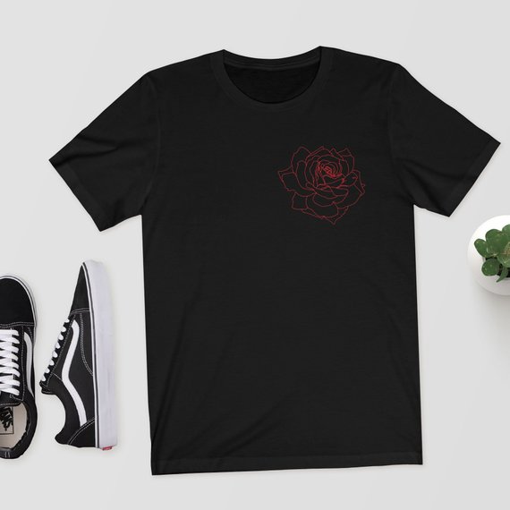 570x570 Sugarbaby Red Rose Line Art T Shirt Aesthetic Tee Minimal Line