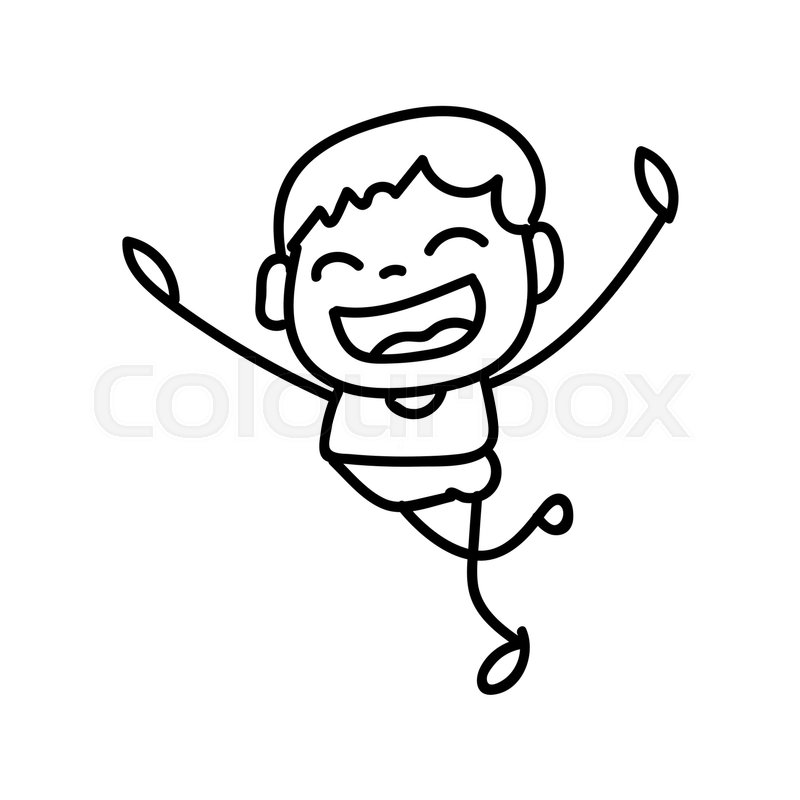 800x800 Hand Drawing Cute Boys Line Art Happy Stock Vector Colourbox