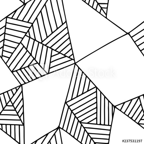 500x500 Seamless Vector Pattern, Black And White Lined Asymmetric