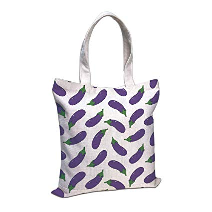 425x425 iprint cotton linen tote bag, eggplant,yummy and funny