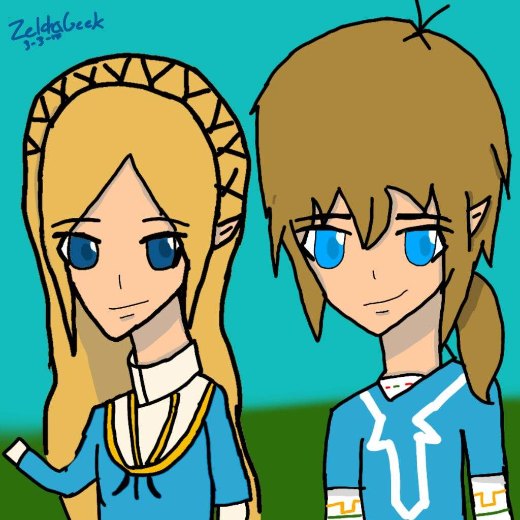 Link And Zelda Drawing