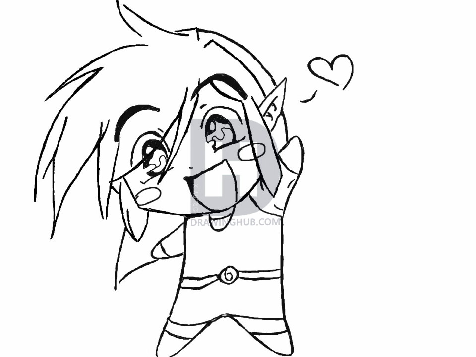 960x720 How To Draw Chibi Link From The Legend Of Zelda, Step