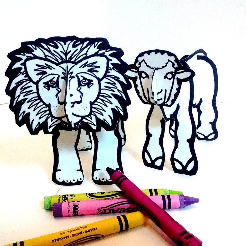 794x794 Lion Lamb For Easter And March Printable Toys Etsy