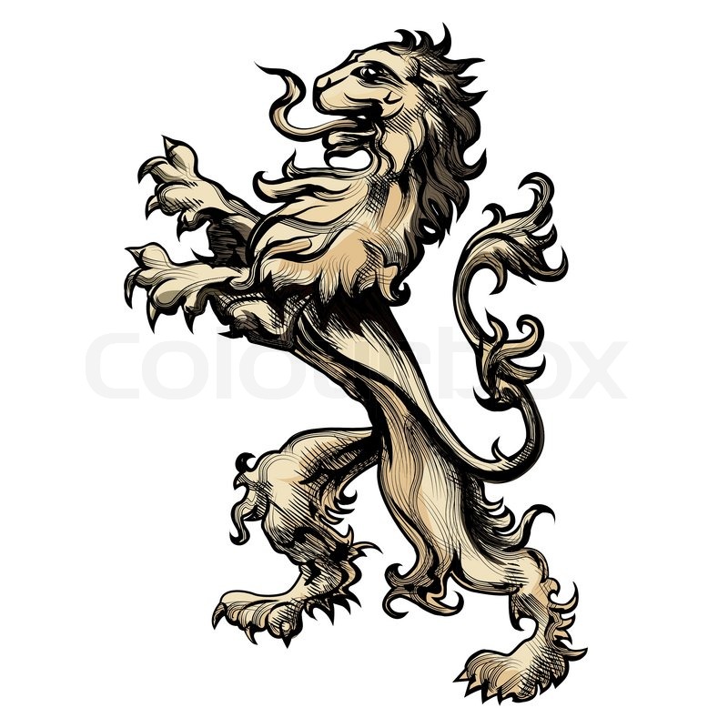 800x800 Illustration Of Heraldry Lion Drawn In Stock Vector Colourbox