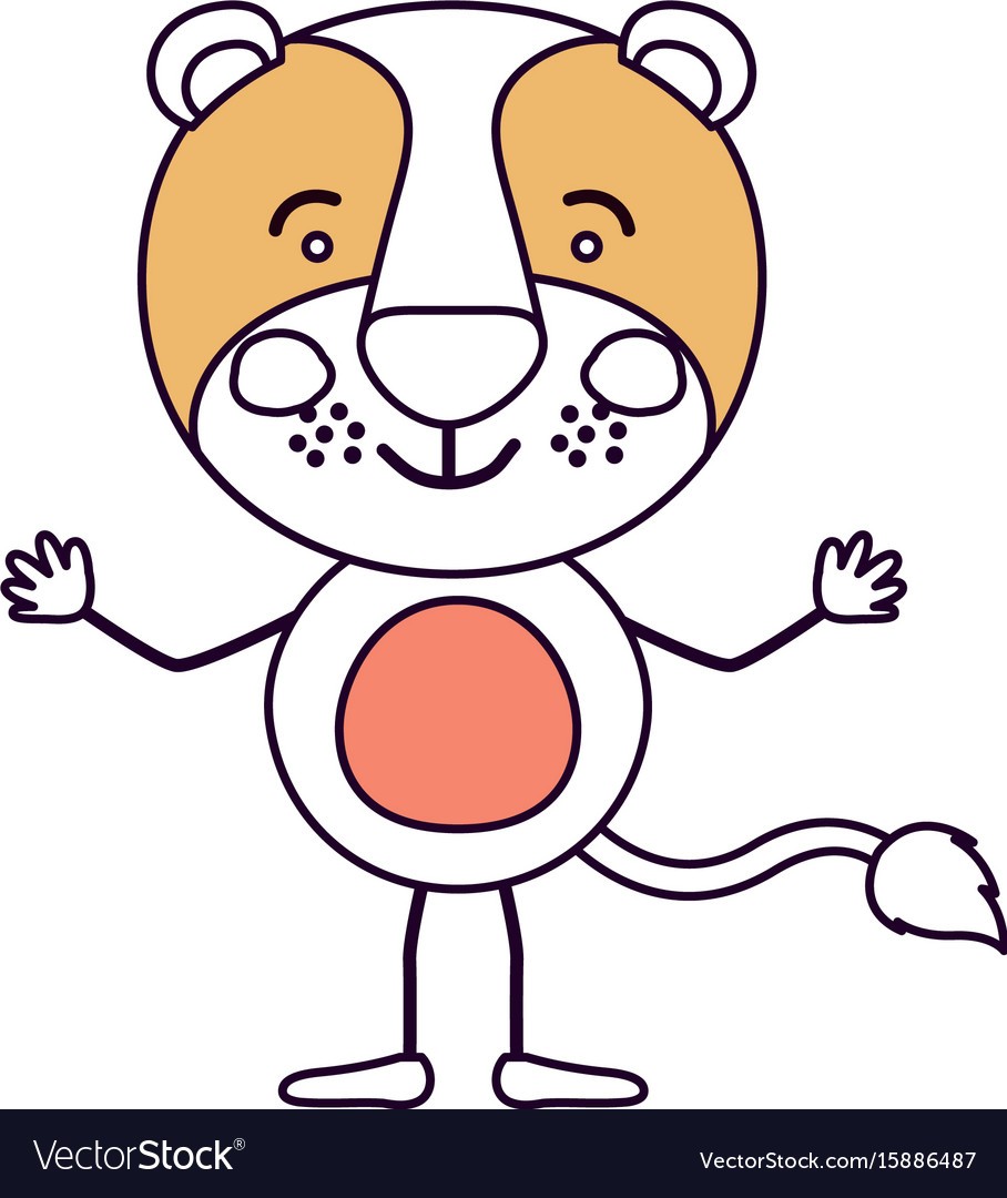 908x1080 Lion Color Silhouette Sections Caricature Of Cute Vector Image